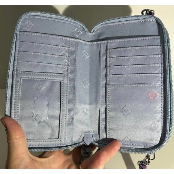 Vera Bradley NEON BLOOMS RFID All in One Crossbody Quilted Gray Purple Floral - Picture 6 of 8